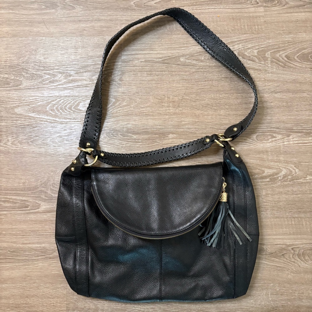 Onna Ehrlich Rachel Hobo Purse New Pebble Black Large Tassel Handbag​​​​